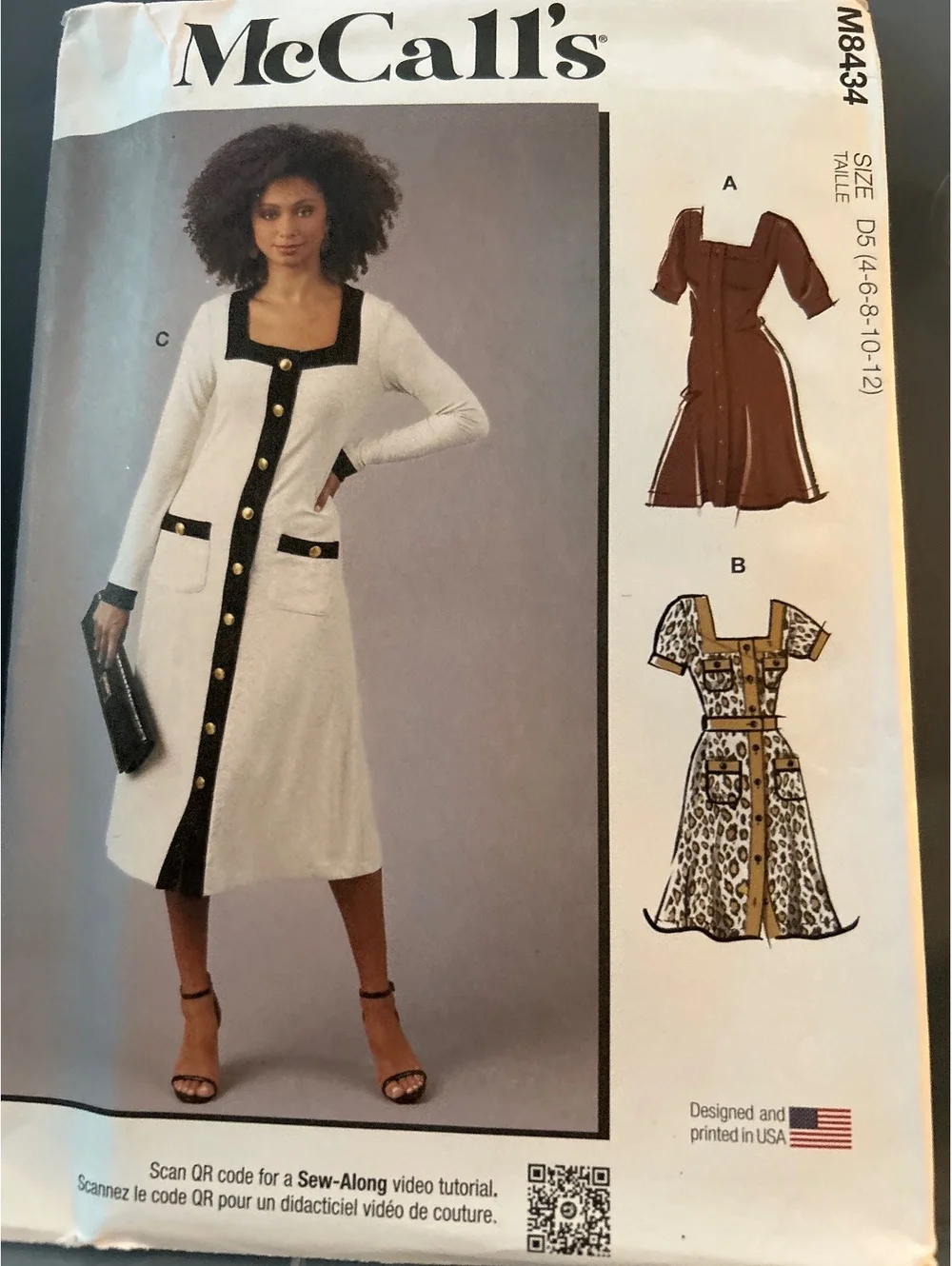 McCall's M8434 Women's Dress Sewing Pattern Size D5 (14-16-18-20-22)